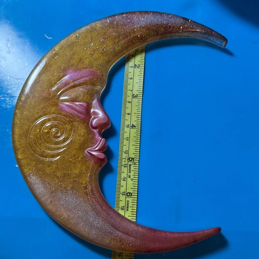 Unique Resin Gold Crescent (Left)Moon Wall Decor - Picture 1 of 15